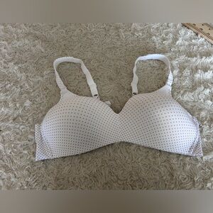 Warner's White and Pink Polka Dot‎ Bra